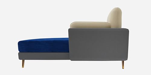 Image of Black Wood Modern Velvet LHS Sectional Sofa (3 + Lounger) with Extra Luxury Comfort for Bedroom, Living Room, Dining Room, Drawing Room, Home Office in Bug Resistant Wood Structure