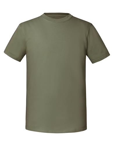 COOZO Men's Classic Blank Ringspun Premium Crew Neck Short Sleeve T-Shirt - Classic Olive - L