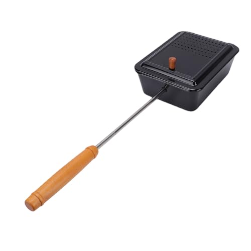 Drfeify Máquina para Hacer Palomitas de Maíz para Acampar, Máquina para Hacer Palomitas de Maíz Al Aire de 3,5 Cuartos con de Madera y Tapa con Bisagras, para Cocinar en Fogatas y (BLACK)