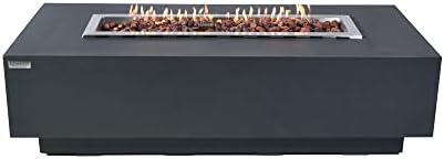 Granville Fire Table Outdoor Fire Pit 60" x 27" Cast Concrete Firepit Includes Lava Rocks 45,000 BTUs Outdoor Fireplace for Patio Furniture Set, Deck, Porch, Outdoor Heater - Natural Gas