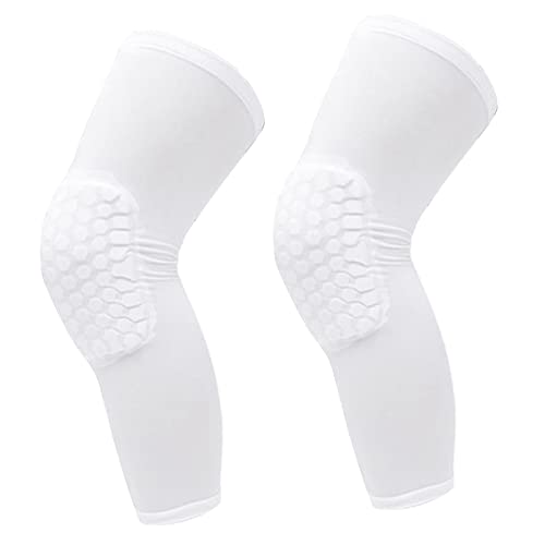 SUNGOOYUE Rodillera de Compresión, Rodillera de Compresión Unisex de 2 Piezas para Baloncesto y Fútbol Equipo de protección de entrenamiento extendido para hombres y mujeres (Blanco)