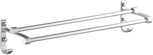Rails de salle de bain et rack de serviette mural double bar avec crochets 50cm