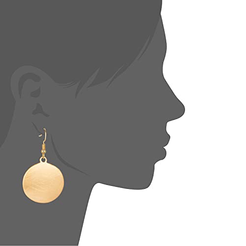 SUNLAND Handmade Teardrop Earrings with Brushed Finished Dangle Earring Brushed Gold Silver Rose Gold Colored Round Disc Shaped Drop Earring Hook Earring2