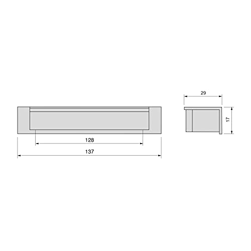 Emuca - Modena Furniture Handle, 128 mm (5 inch) Interaxis, L 137mm (5,4 inch), Silver Painted, Zamak, 10 ut - Image 2