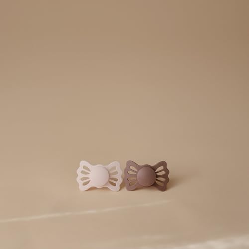 Image of FRIGG Lucky Symmetrical SilkySoft Silicone Baby Pacifier | Made in Denmark | BPA-Free (White Lilac /Twilight Mauve, 6-18 Months)