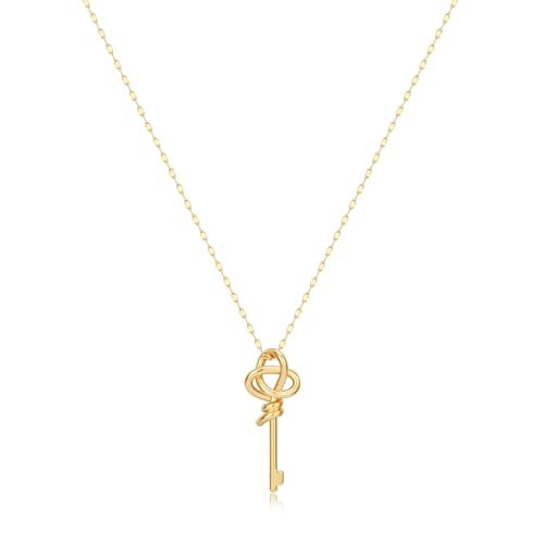 MIJENITI Gold Key Pendant Necklace for Women 14K Gold Plated Key Knot Dangle Chains Hypoallergenic Charm Jewelry for Gifts