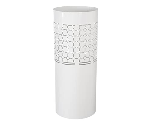 HERSIG - Paraguero Original | Paragueros de Diseño de Estilo Moderno para Paraguas Largos con Decoraciones Circulares de Color Blanco