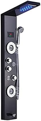 Light Shower Panel Waterfall Rain Shower Faucet Set SPA Massage Jet Bath Shower Column Shower Mixer Tap Tower,Brushed Nickle 8004,Black 8007 miniatura 1