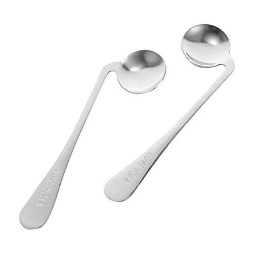 Didiseaon 2pcs Adaptive Utensils for Elderly Adults Left-Handed Angled Spoon 's Stainless Steel