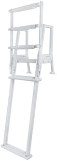 Aqua Select Everest in Pool Step and Outside Flip Up Ladder System | White | for Above Ground Swimming Pools | Wide Steps for Added Stability | Safety Stairs Capacity Up to 350 lbs