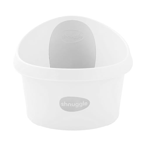 Image of Toddler Bath Tub | Larger Bath for Bigger Kids at Bathtime | Includes Warm and Soft Foam backrest | Grippy Anti-Slip Surface | Includes Easy Drain Bath Plug | White & Grey