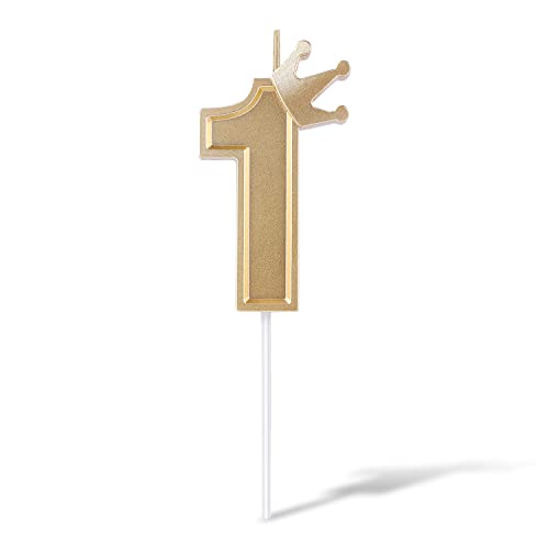 TOYMIS 7,6 cm Kerzen Geburtstag Nummer, Zahlen Geburtstagskerzen Number Candle 3D Kuchen Kerzen Zahl für Geburtstagstorten Jubiläen Hochzeitsfeiern Besondere Anlässe (Gold, 1) Cover