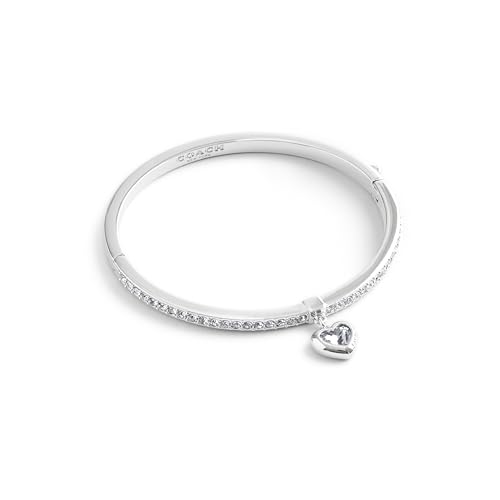 COACH Womens Stone Heart Charm Bangle Bracelet