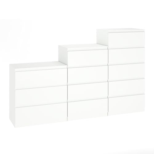 Liink1Ga Conjunto de 3 Cómoda Blanca Dormitorio