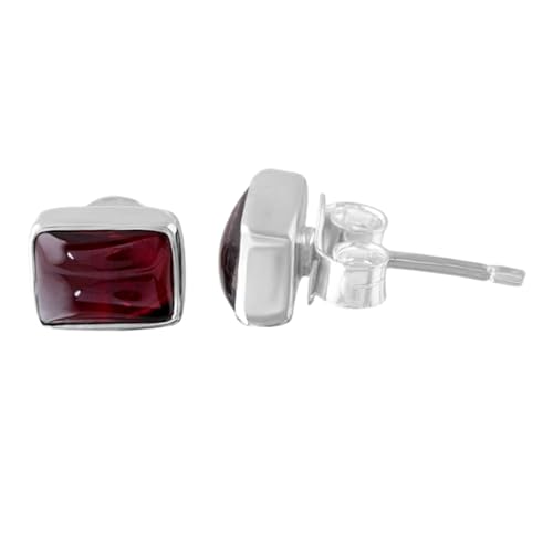 Boucle d'oreille grenat rouge naturel en argent, le cadeau minimaliste idéal
