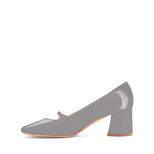 anteikira Women's Round Toe Block Heel Mary Jane Pumps Low Chunky Heel Pearl Slip On Closed Toe Mid Heel Pumps Comfortable Office Work Party Shoes for Women2