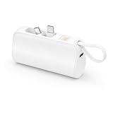 【新設計 超軽量・約98g】 モバイルバッテリー 小型 大容量 5000mAh MFi正規認証 Lightningコ& タイプCコネクター内蔵 (マットホワイト)
