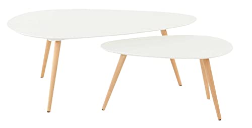 Id'Click Duo de Tables Basses Gigones en MDF et Chêne Laqué Style Nordique Scandinave