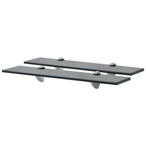 Vopese Estantes flotantes 2 Unidades Vidrio 8 mm 50x10 cm,baldas flotantes Pared repisas de Pared baldas de Cristal estanterias de baño, para Baño Y Cocina Negro