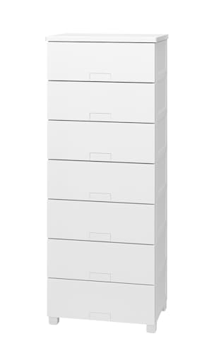 天馬 チェスト フィッツチェスト フルフラット 7段 簡単組立 タンス 幅55×奥行41×高さ144cm 特許取得済み 収納ケース 衣装ケース 日本製 再生材配合 サステナブル【色 ホワイト】【型番 5507】