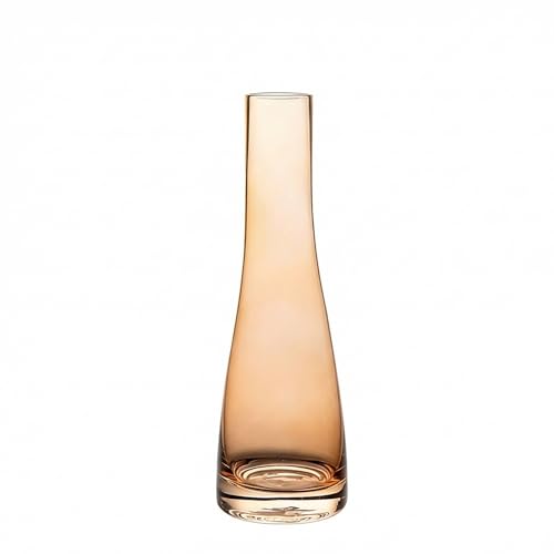 Jarrón de cristal soplado hecho a mano, color gris transparente, pequeño jarrón de cristal de base pesada, jarrón de gota de un solo tallo para decoración del hogar y boda (naranja)