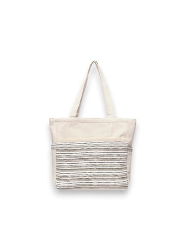 Sac fourre-tout en toile avec motif rayé grand format pour femme active