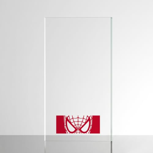 Image of Sticker for Glass & Mirrors | Minimal Vinyl Decal for Bedroom Bathroom & Cafe | Self-Adhesive Quote Aesthetic Mirror Sticker | No Mirror Included (Spider Mask, Large, Transparent Red)