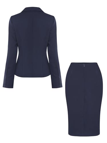 Choomomo 2 Piece Suit Skirt Set for Women Business Formal One Button Blazer and Split Hip Wrap Skirts4