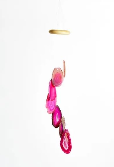 TOI SHOP Pink Crystal Stone Wind Chime ? for Good Luck, Fortune, Prosperity, Feng Shui Hanging Decoration for Home Balcony Living Room Bedroom Office.-image-5