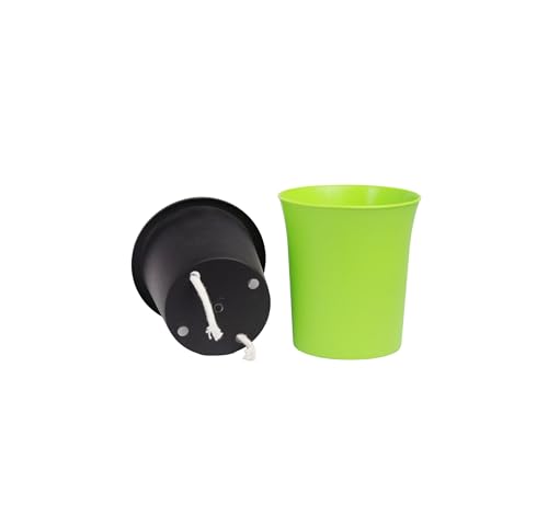 Image of Self Watering Plant Pot - Oslo - Indoor Home Livingroom Patio Decor 4 Inch Round Plastic Small Size Planter UV Resistant Set of 3 (Green)