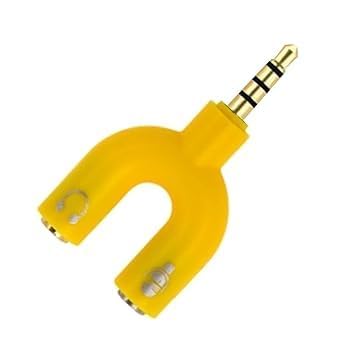Image of FENTICO 3.5mm Stereo TRS Female Jack to Headphone Microphone Splitter Converter Adaptor (Specially Designed for Mobile and Tablet Only), Colour -Yellow