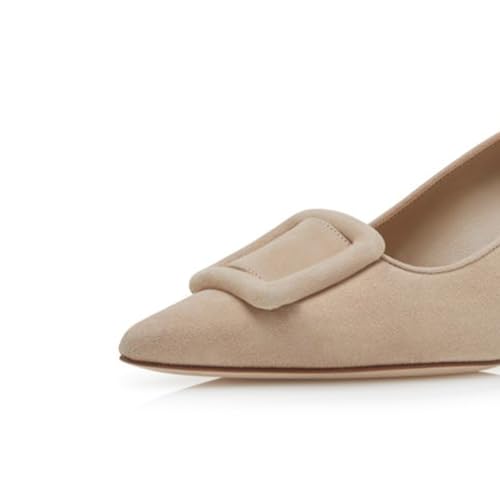 Women Stylish Closed Pointy Toe Slip On Pumps Rectangle Decor Low Kitten Heels Formal Professional Office Shoes Size 4-16 US4