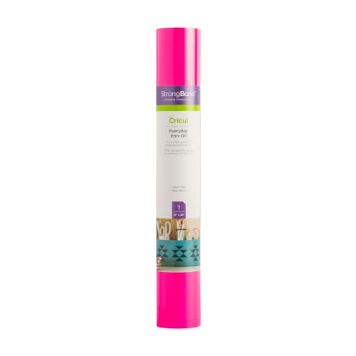Image of Cricut Everyday Iron On 12 inch x 24 inch Vinyl Roll, DIY Decoration Supplies - Neon Pink
