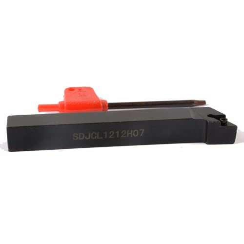URPIZY SDJCL1212H07 Support de burin pour tournage externe, tige 12 x 100 mm, version gauche, avec 1 pièce. DCMT070204 UE6020 Plaque de coupe et vis M2,5 x 6, convient pour tour CNC