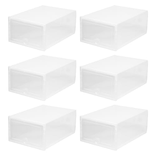 WATIIFUFU Caja para Guardar Zapatos Transparente de Plástico Grueso 33x23x14 Cm, Organizador Tipo Cajón Apilable 6 Unidades para Almacenamiento y Ordenación en Hogar
