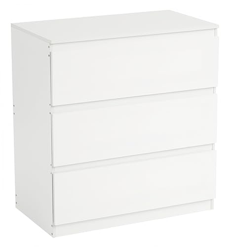 GOKHOMX Commode Blanche,Meuble de Rangement,Moderne Commode Chambre 3 Tiroirs,Table d'appoint,Coiffeuse Table de Chevet Haute 75CM Convient pour Salon Chambre...