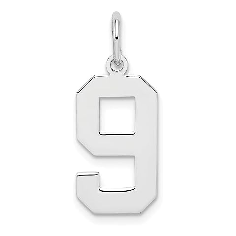 Saris and Things 925 Sterling Silver Medium Polished Number 9 Charm Pendant Cover