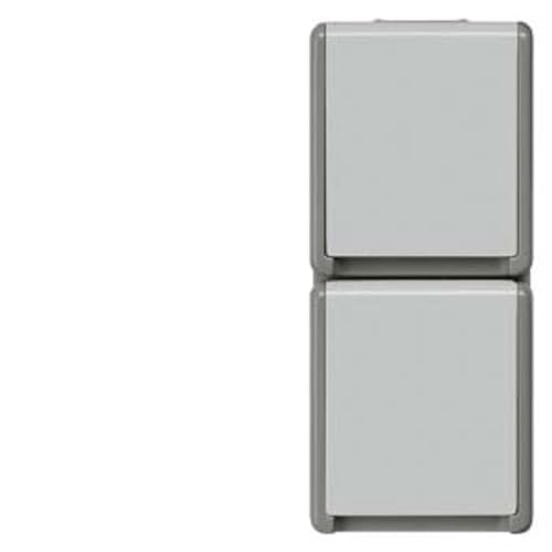 SIEMENS - Siemens 5UB4723 DELTA fläche IP44 AP SCHUKO-Steckdose 2-fach senkrecht mit Klappdeckel für Feuchtraum, Außenbereich oder Keller