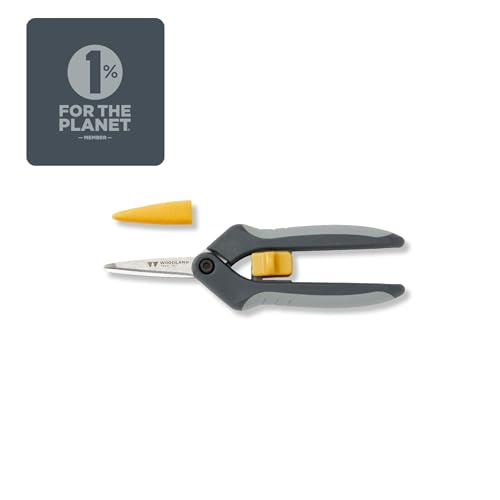 Woodland Tools Hydroponic Snips – Heavy Duty Flower Snips with Nano Tip Stainless Steel Trimming Scissors, Soft Grip, Spring Loaded, Blade Cover – Precision Plant Scissors and Bud Trimmer