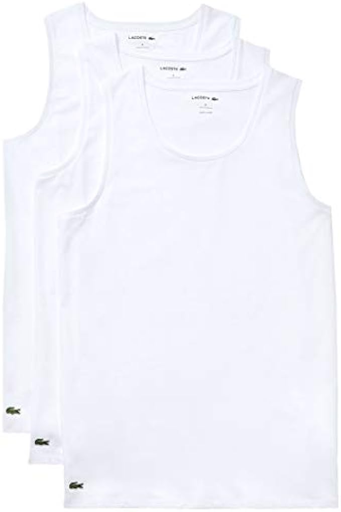 Lacoste Men's Essentials 3 Pack 100% Cotton Slim Fit Tanks