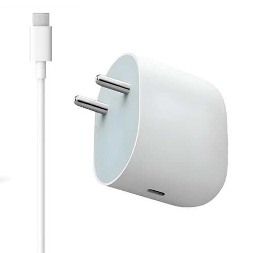 Image of Google 45W Type C Rapid Charging Adapter with 1M USB C Cable for Google 10,9, Pro, XL, Fold, A,8,8 Pro,7, 7 Pro, Pixel Tablet /Slate /Chromebook,4a,4a Pro| Support Other USB C 45 W Quick Charger, White
