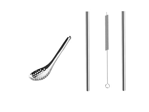 Image of ZAWAA 2 Popping Boba (Each 300gm) Total 600gm (Fruit Flavours), 2 Stainless Steel Straws (12mm), 1 Cleaning Brush, 1 Boba Scoop | Combo Of 2 Chocolate