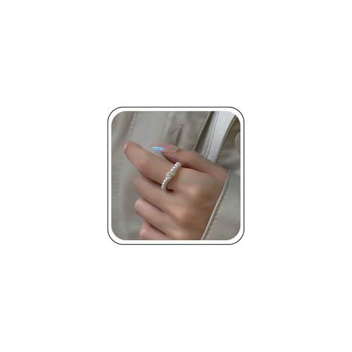 Inateannal Anillo De Cuentas De Perlas De Cristal Pequeño Anillo Elástico De Perlas Circonio Cúbico Anillos De Dedo Ajustable De Cuentas De Perla Anillos De Boda Joyas Para Las Mujeres