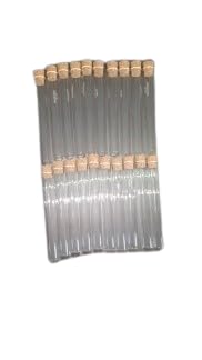 Borosilicate glass Test tube 18 x 150 mm round bottom with wooden cork with rim Pack Of 20