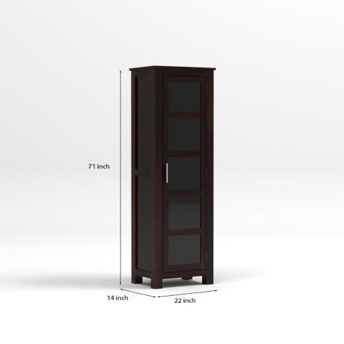Image of Solid Sheesham Wood Display Cabinet with Acrylic Glass Door | Wooden Bookshelf & Bookcase Storage Cabinet for Living Room, Home Office & Bedroom(Walnut Finish)
