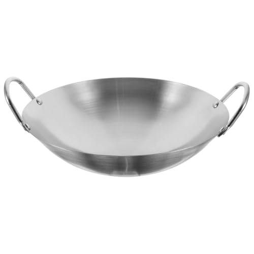 Wok de acero inoxidable con doble asa, 30 cm