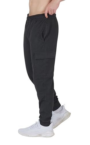 90 Degree By Reflex Mens Fleece Jogger Soft Workout Pant with Side and Cargo Pockets2