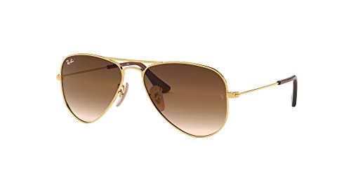 Ray-Ban Junior Kids' Rj9506S Metal Aviator Sunglasses, Gold/Brown Gradient, 52 Mm #TOP1