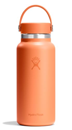 Image of Hydro Flask Water Bottle - Insulated Stainless Steel - Wide Mouth Flex Lid, Non Spill, Leakproof in 32 Oz Nectar Orange