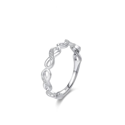 Bague femme argent et pierre zircone blanche, alliance vintage infini 925